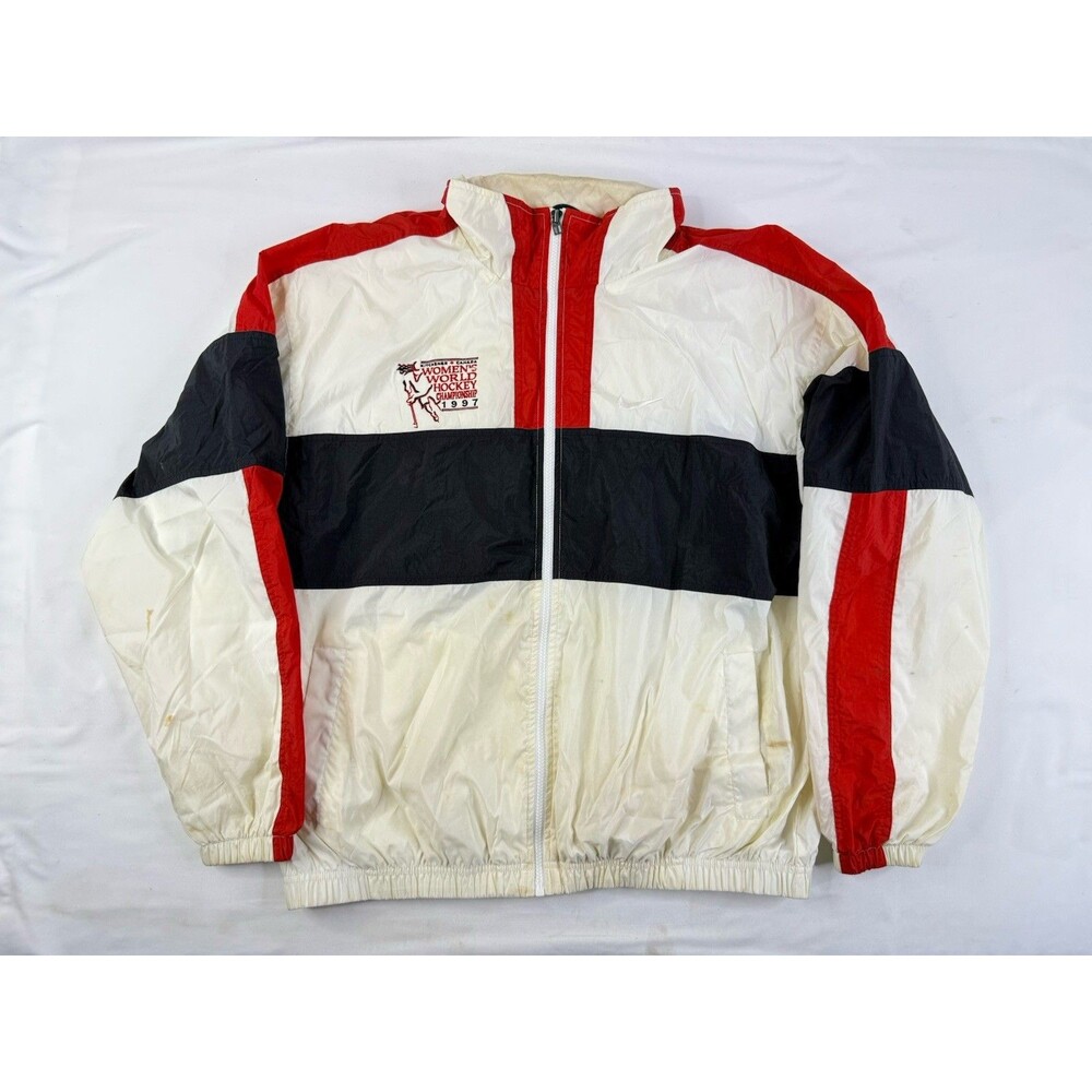 Vintage 90s Nike Nylon Warm Up Windbreaker  Mens Size XL WMNS world Hockey 1997